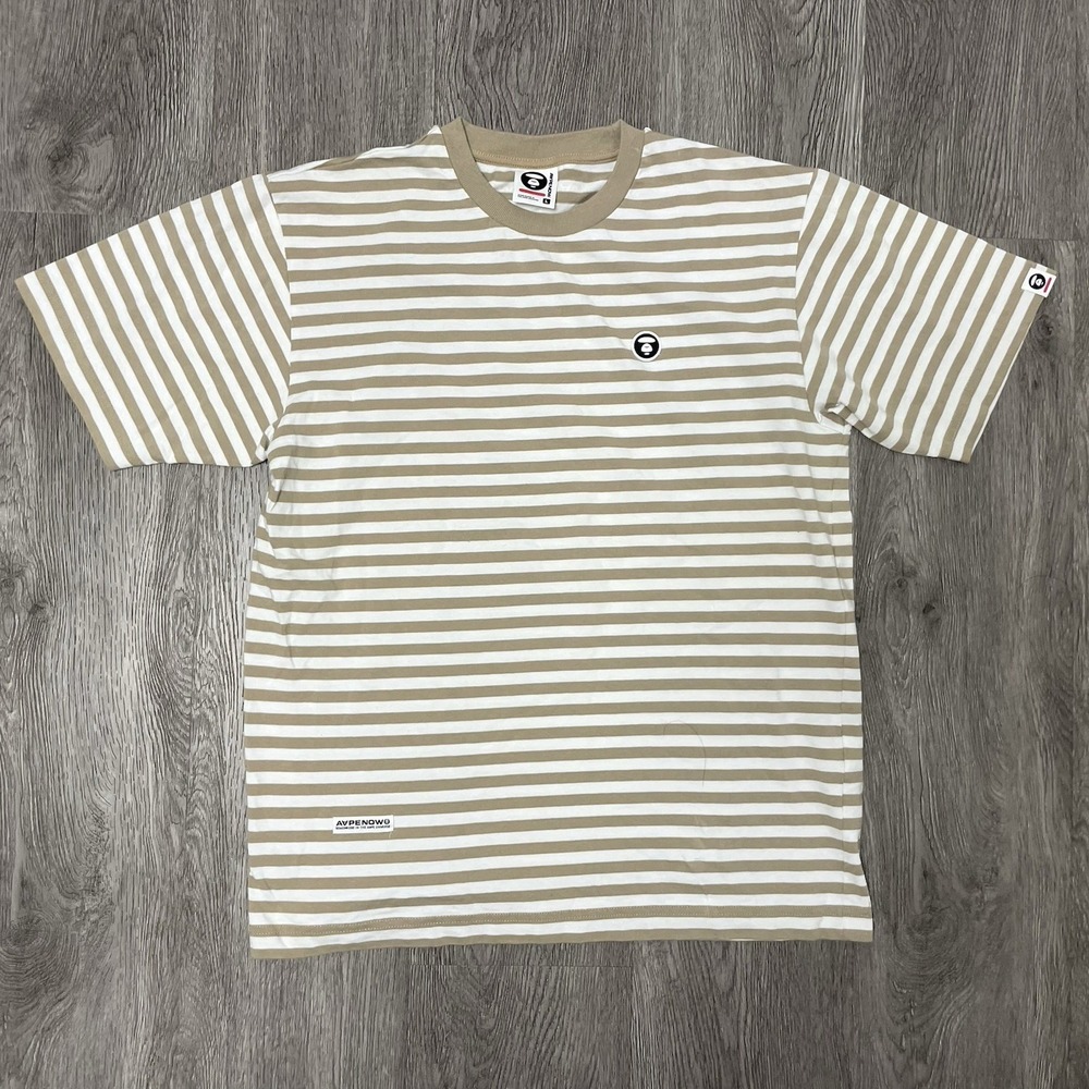 A Bathing Ape BAPE T-shirt Men's Large Striped White Streetwear HipHop Japan